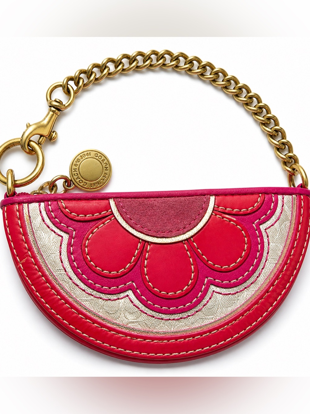 Coach flower vintage Y2K fruit slice half-moon coin keychain bag charm wallet